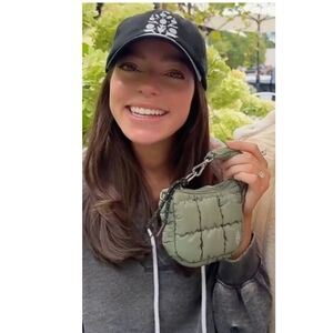 NWT FREE PEOPLE QUILTED MICRO POUCH IN WASHED SAGE